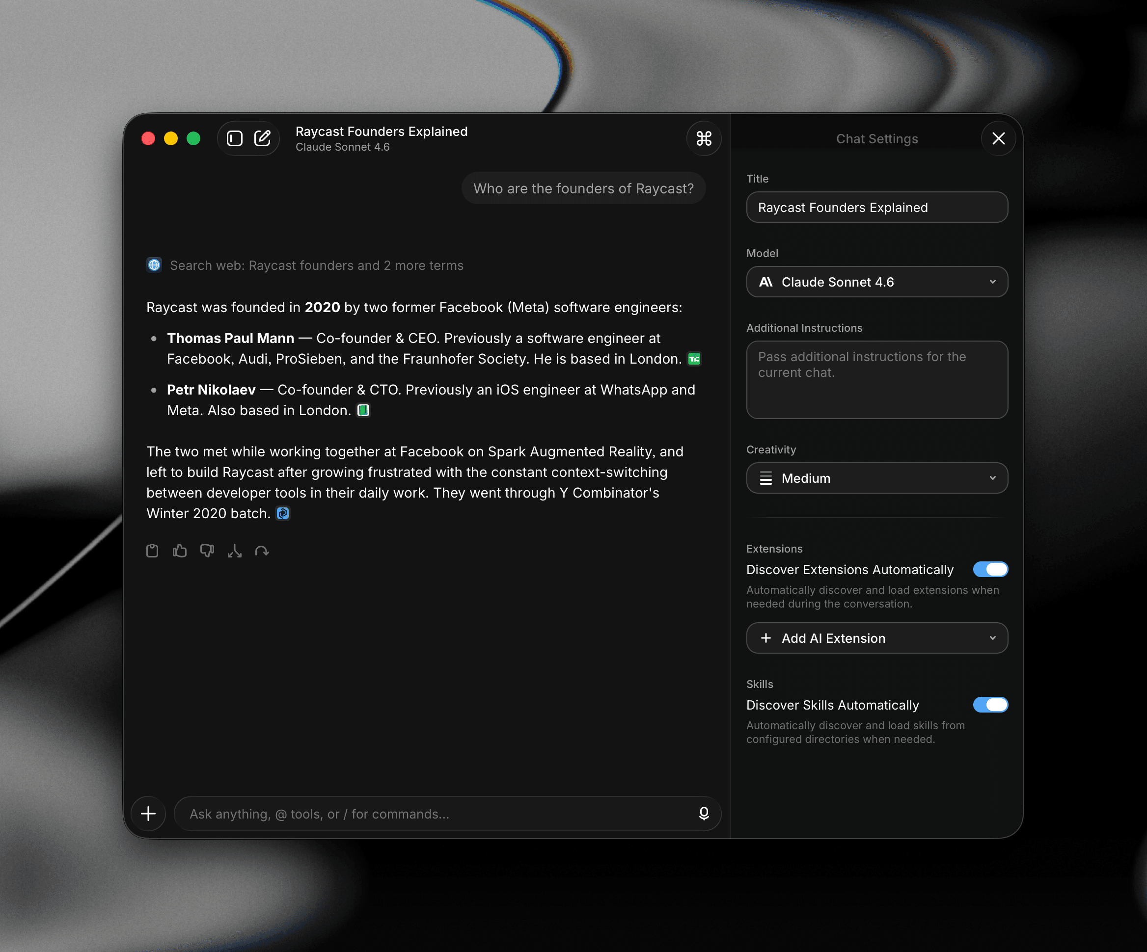 AI Chat in Raycast v2