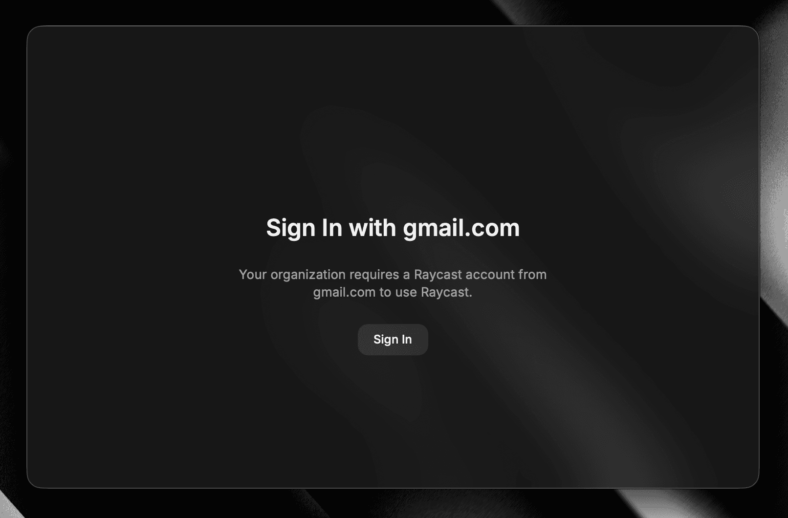 Raycast MDM sign-in enforcement screen