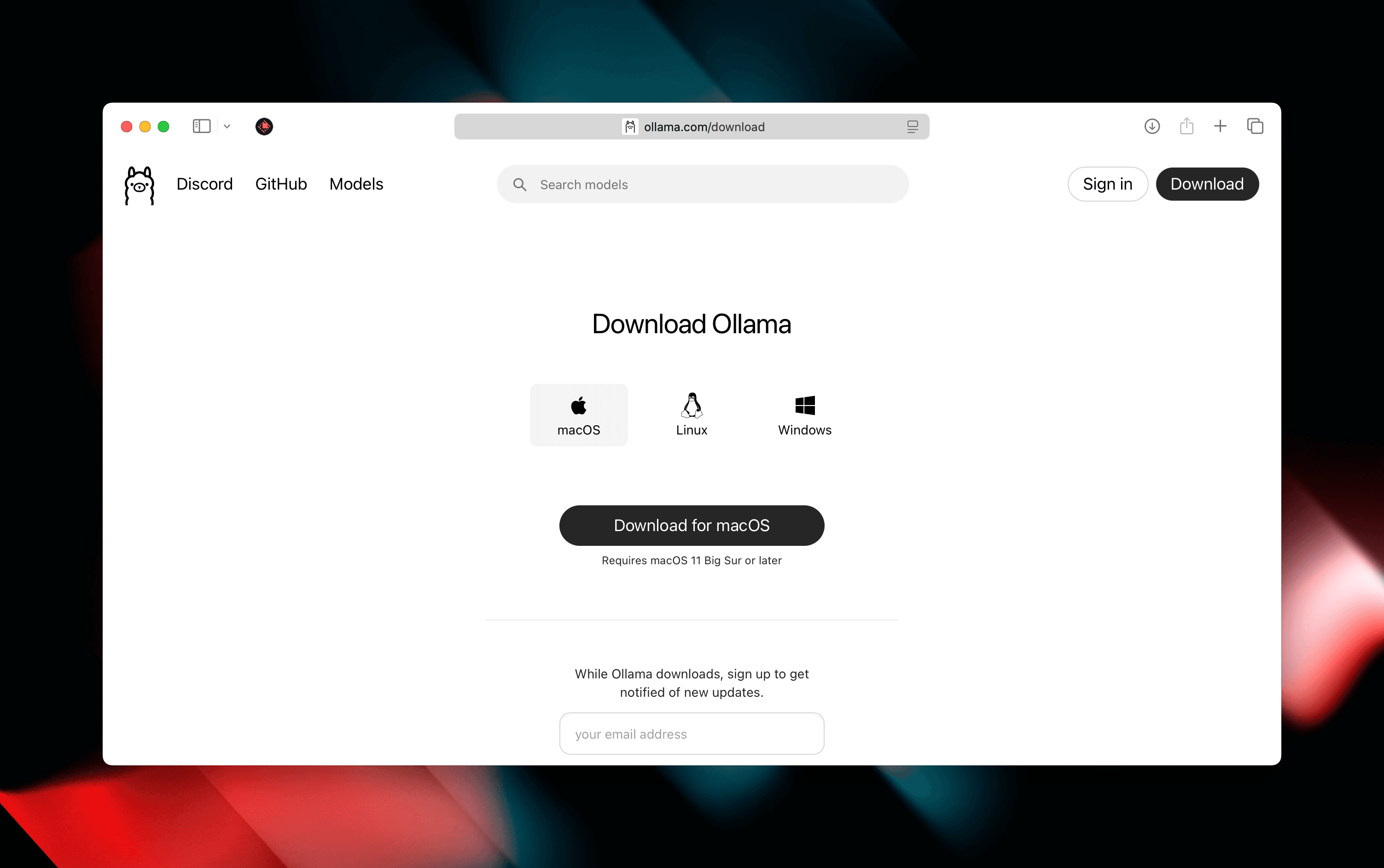 Local Models in Raycast AI Settings