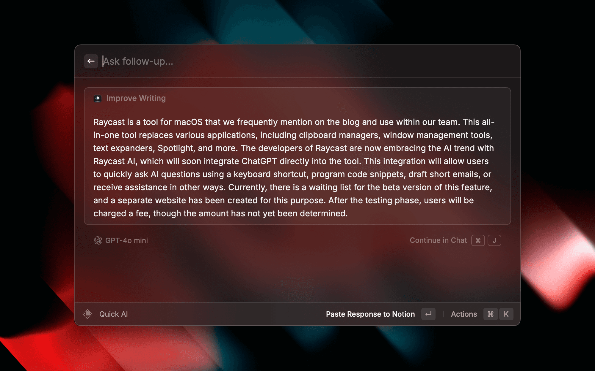 Improve Writing AI Command