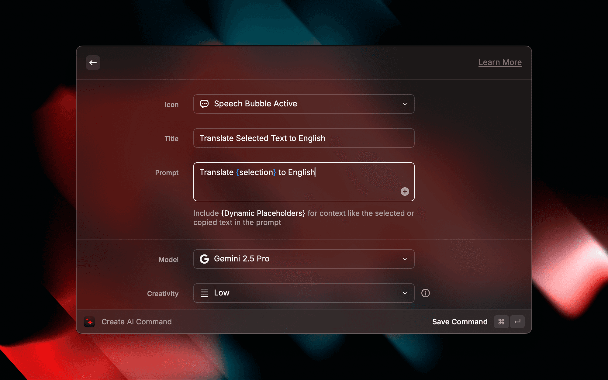 Translate Text AI Command