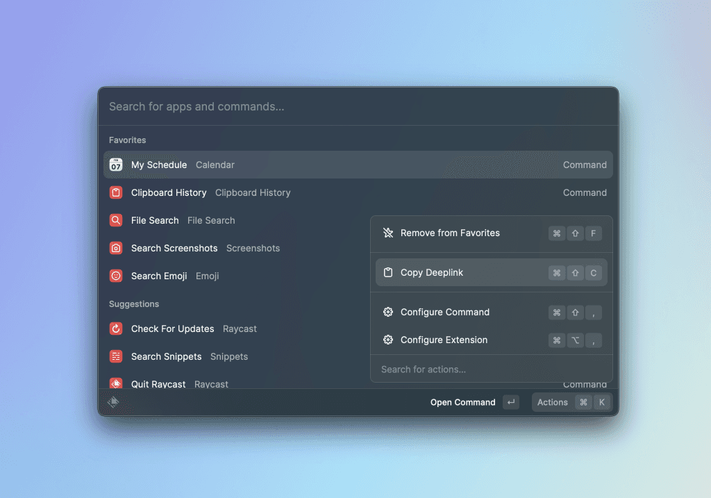 Copy Deeplink action