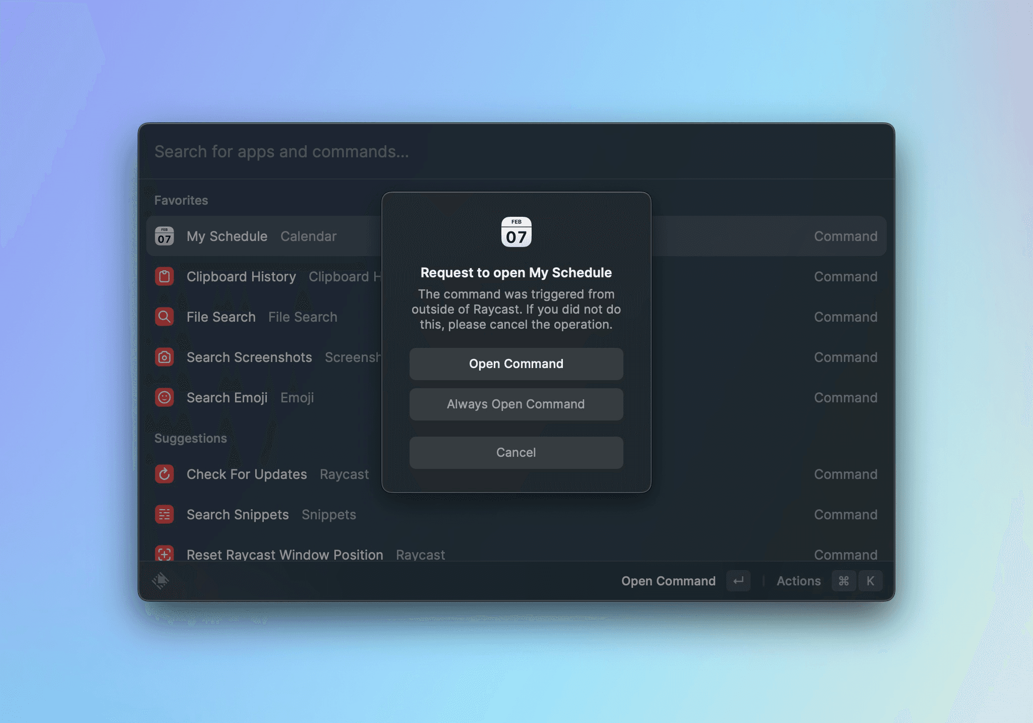 Deeplink confirmation dialog