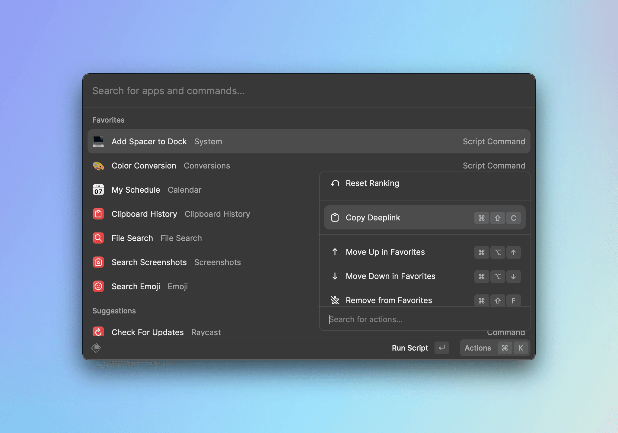 Copy Deeplink for script command