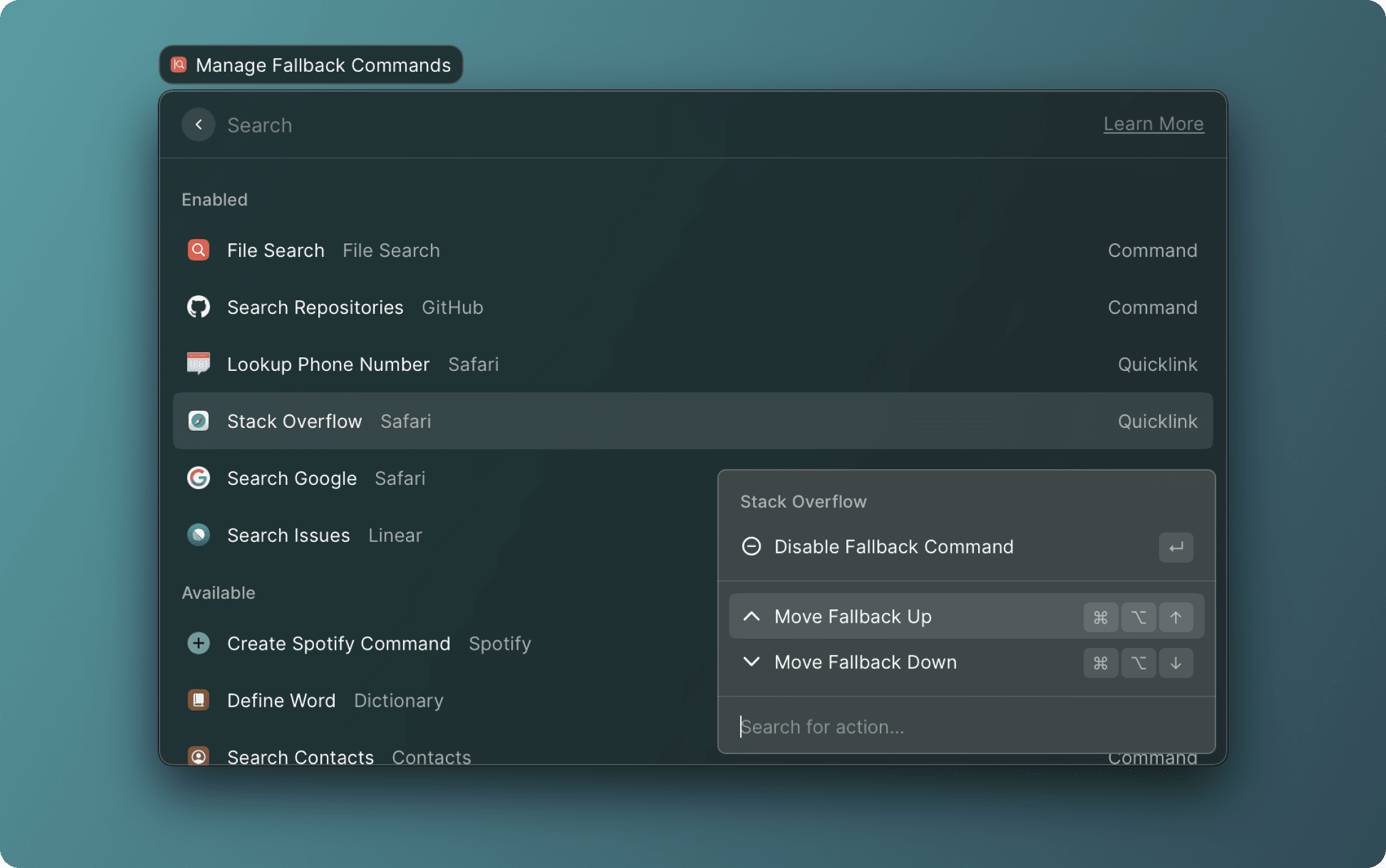 Reorder fallback commands