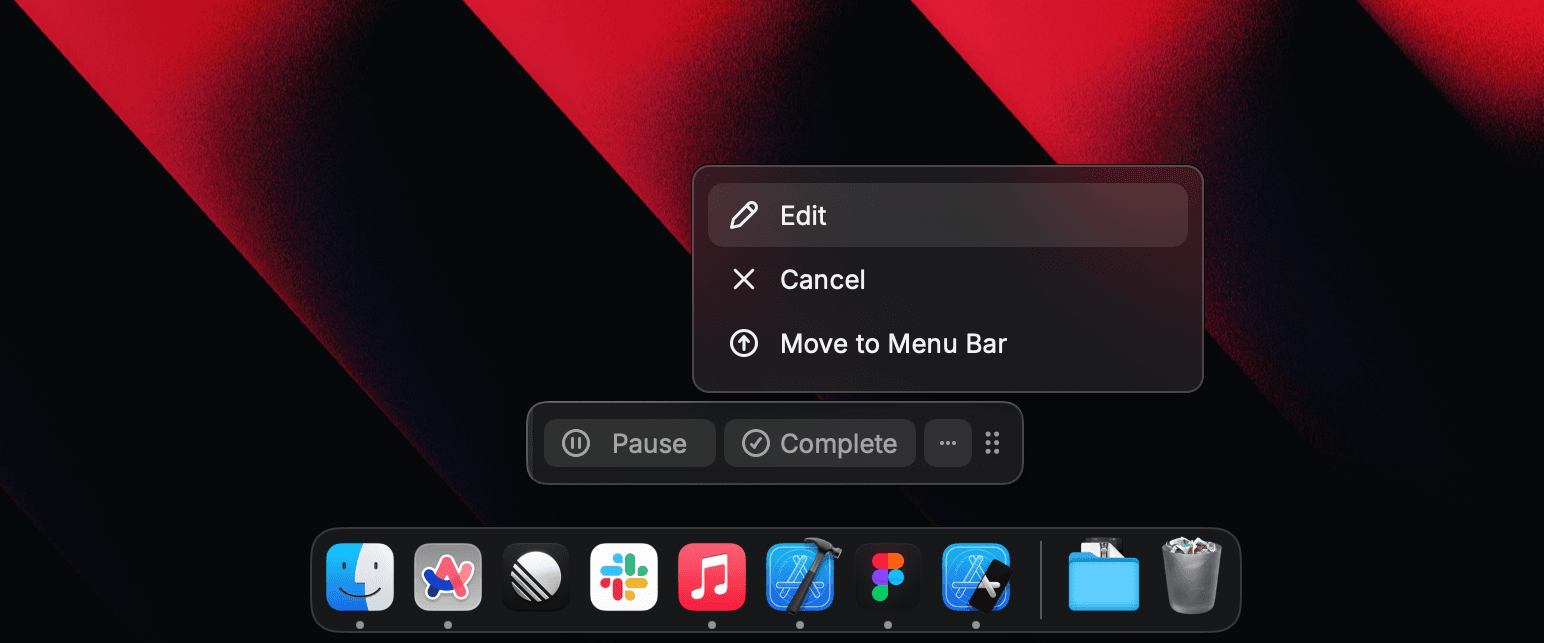 The Focus Bar more menu