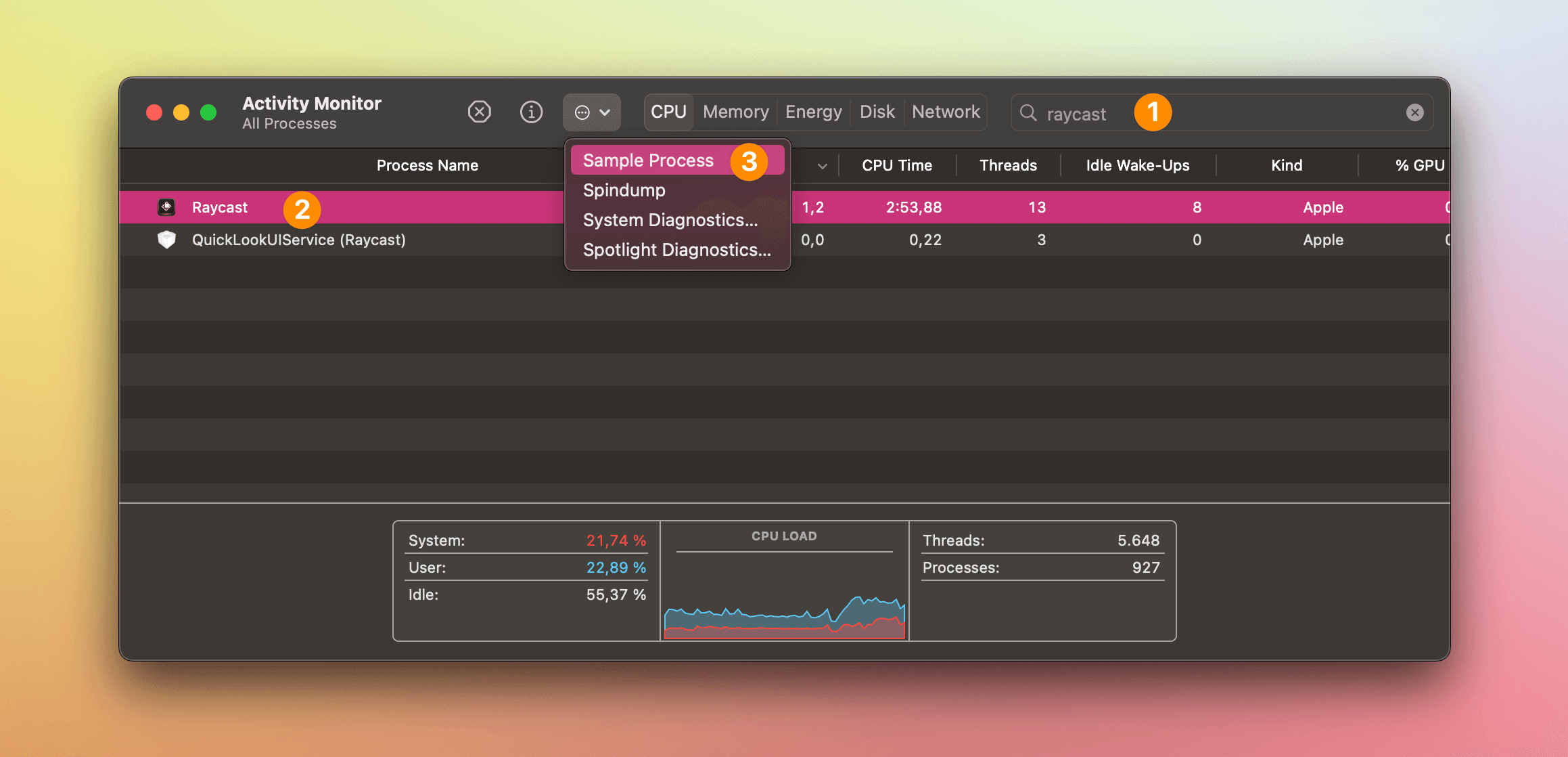 Sample process button