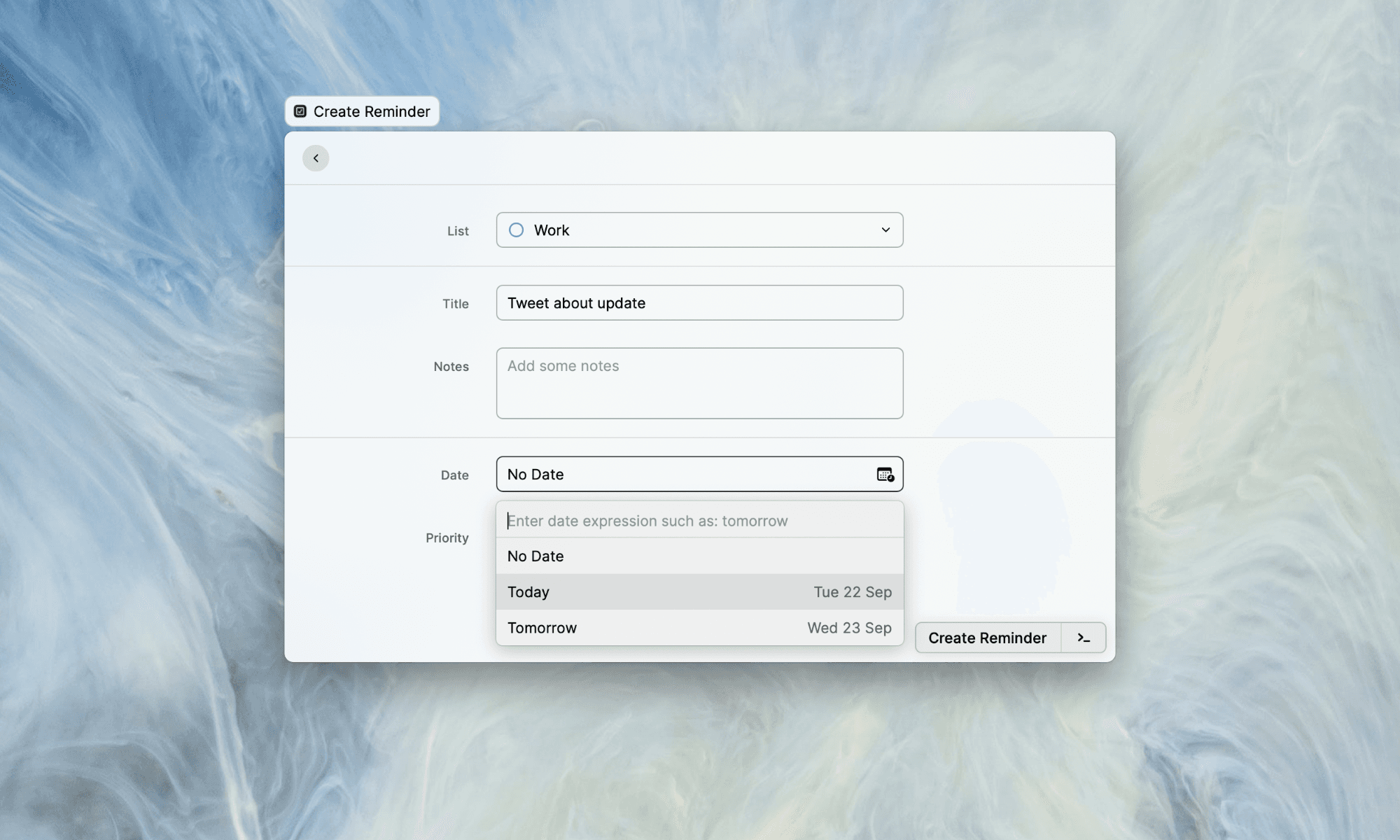 Create Reminder