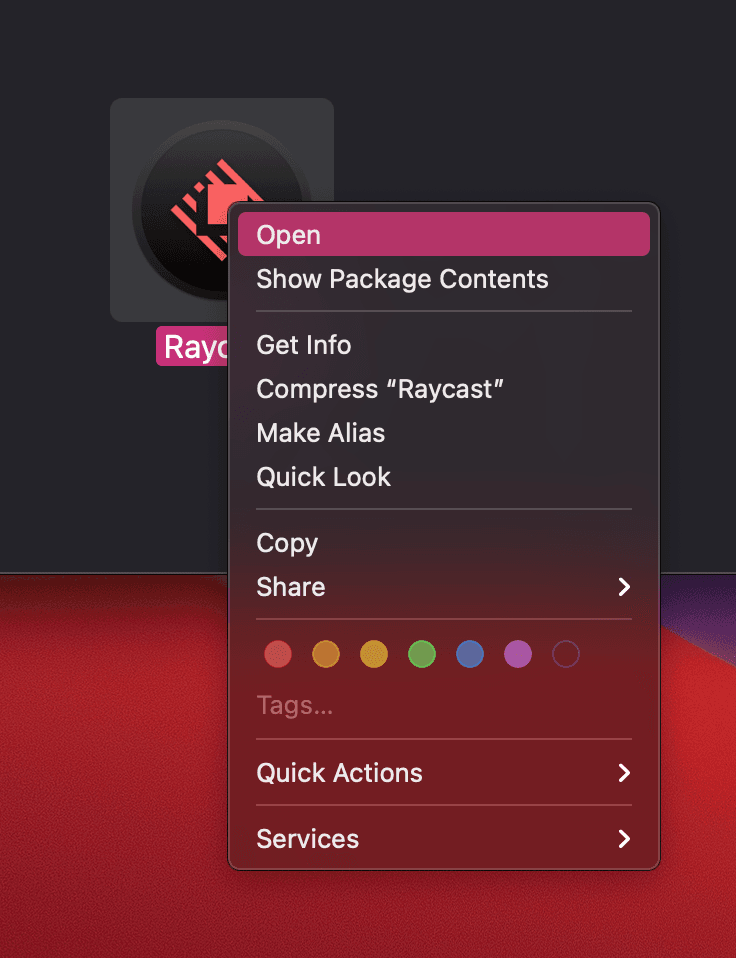 Right-click to open