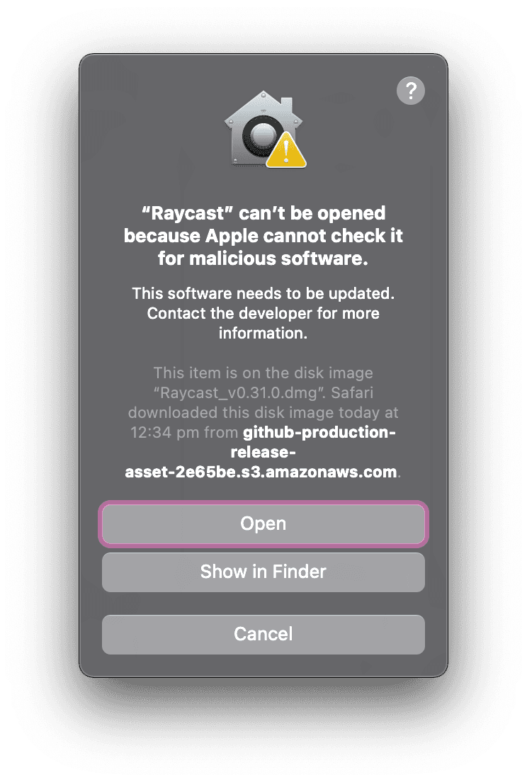 Confirm open dialog