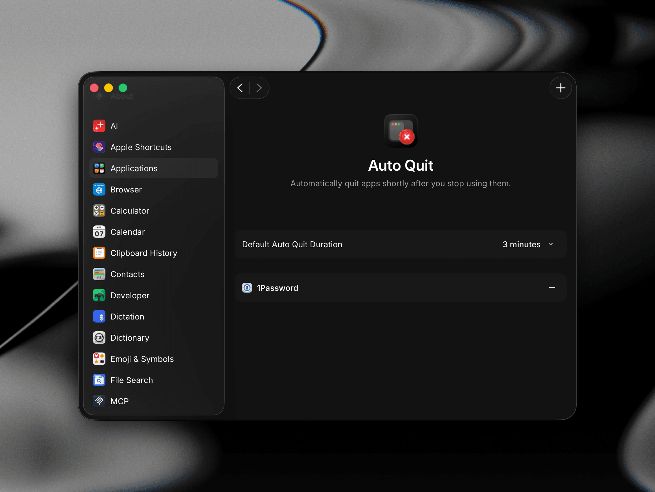 Auto Quit settings
