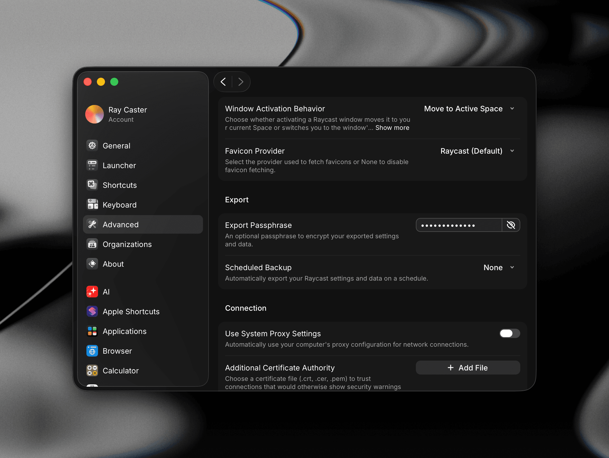 Advanced settings