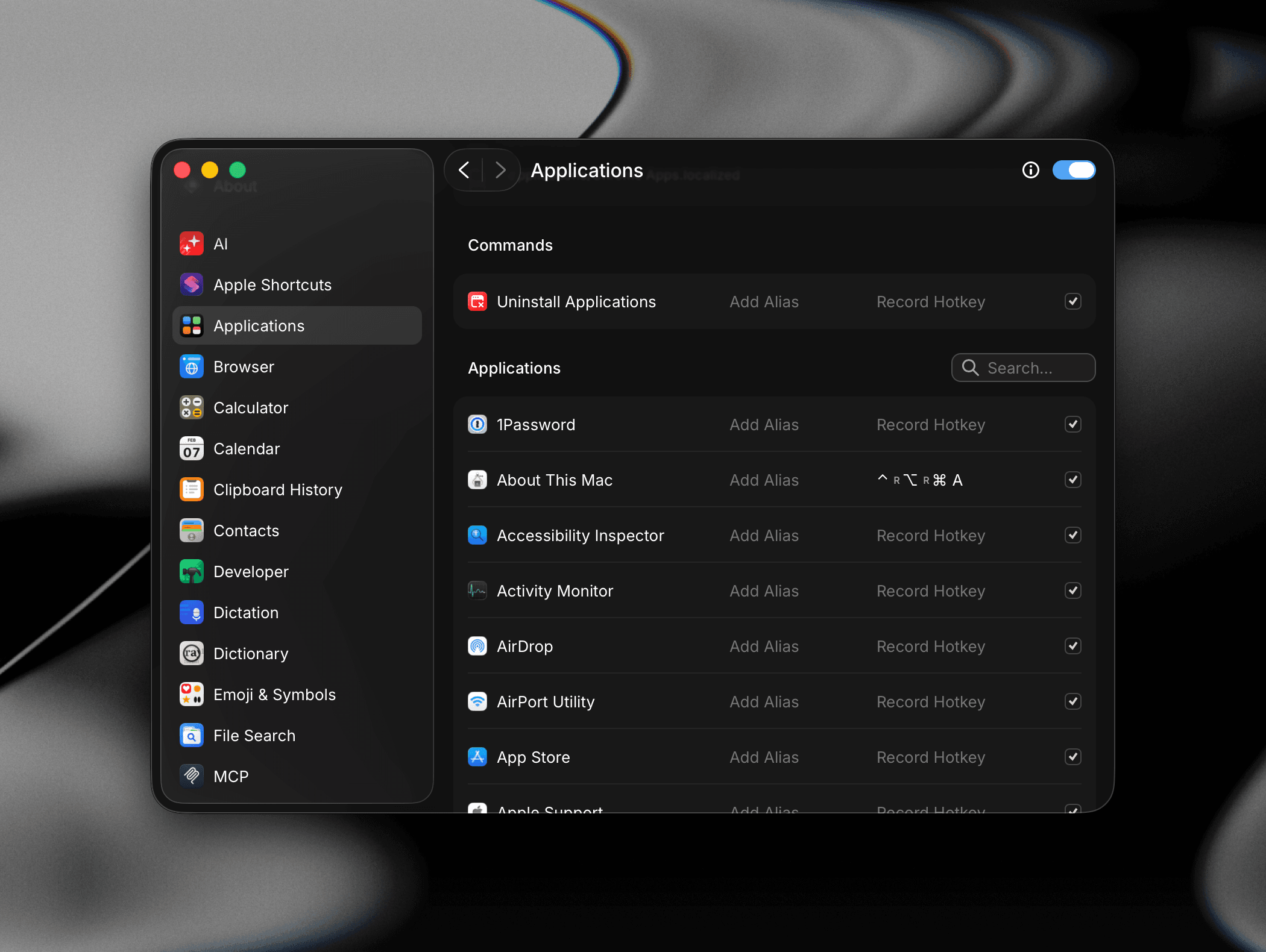 Per-app configuration