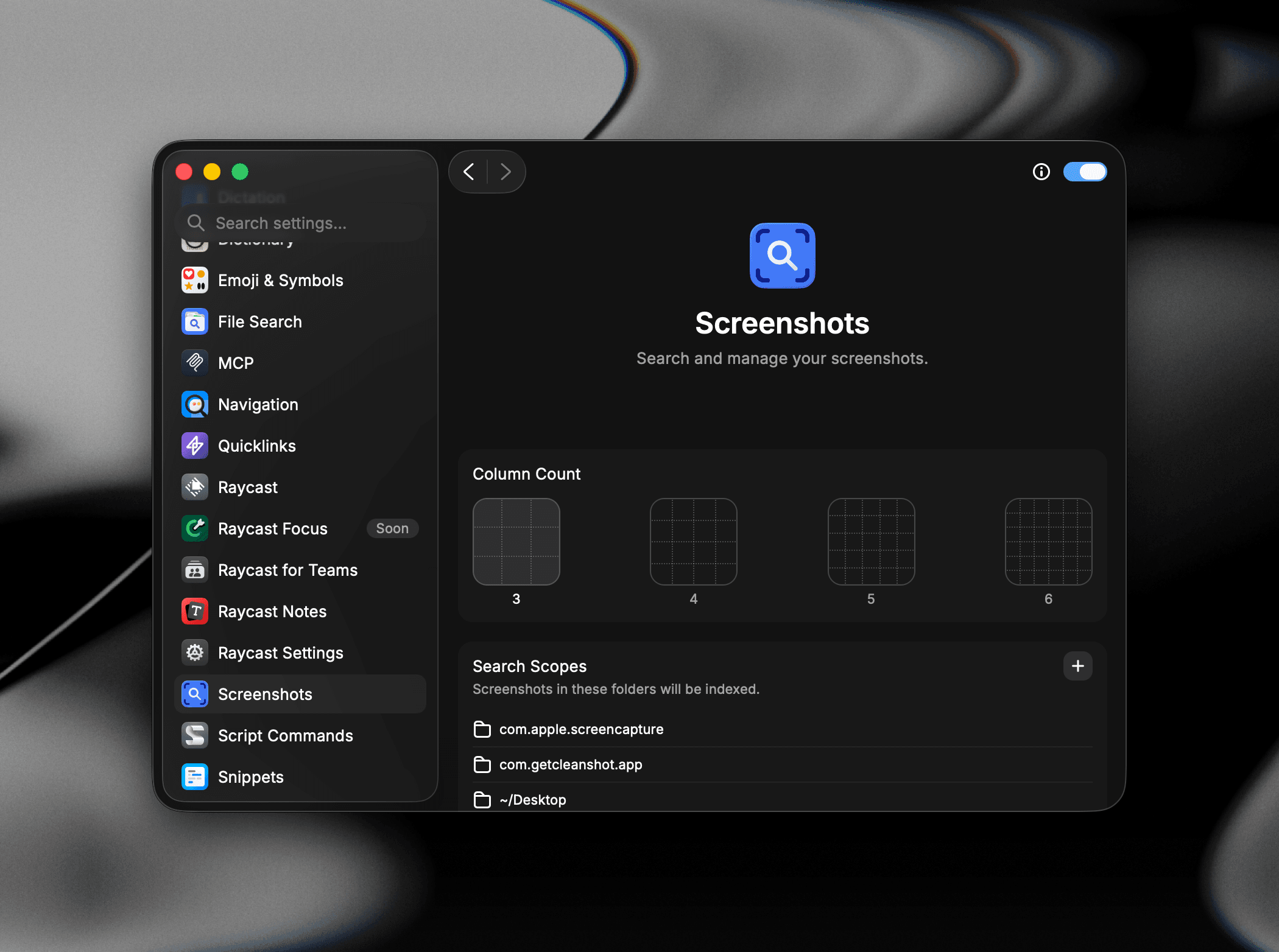 Column Count setting in Screenshots