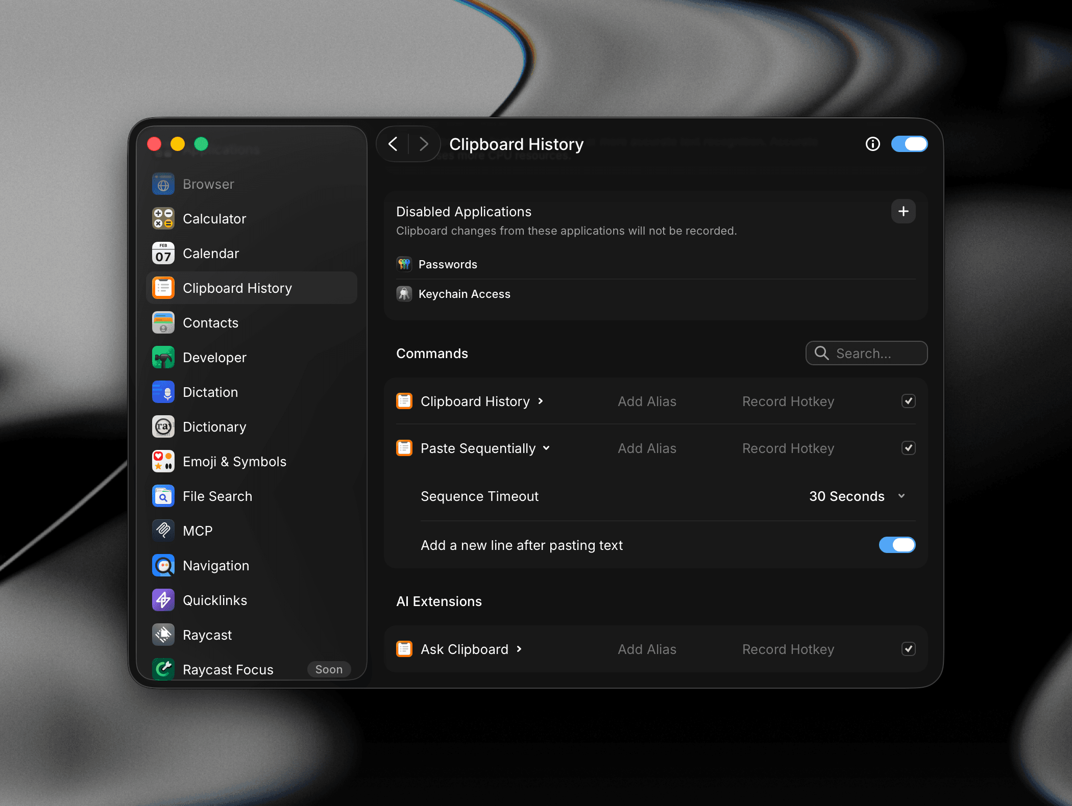 Paste Sequentially settings