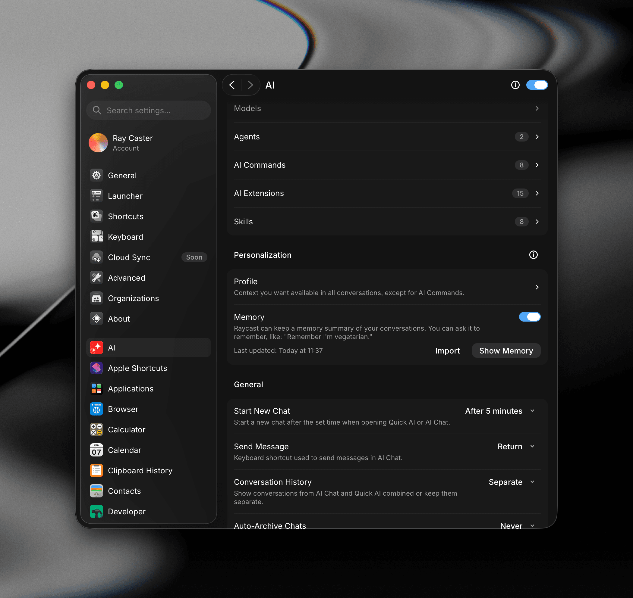 Personalization in Raycast v2