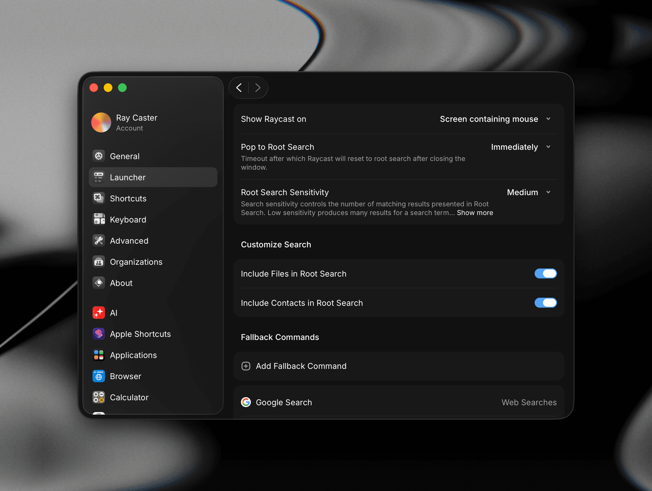 Launcher settings