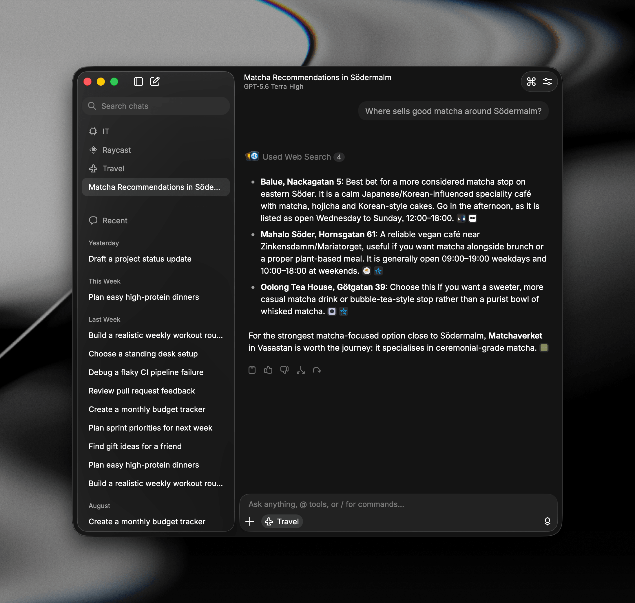 AI Chat sidebar with folders