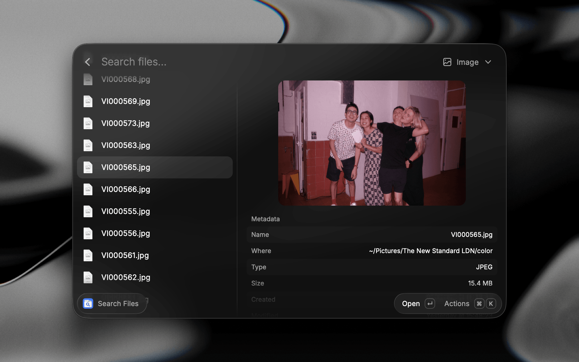 File Search with image filter applied