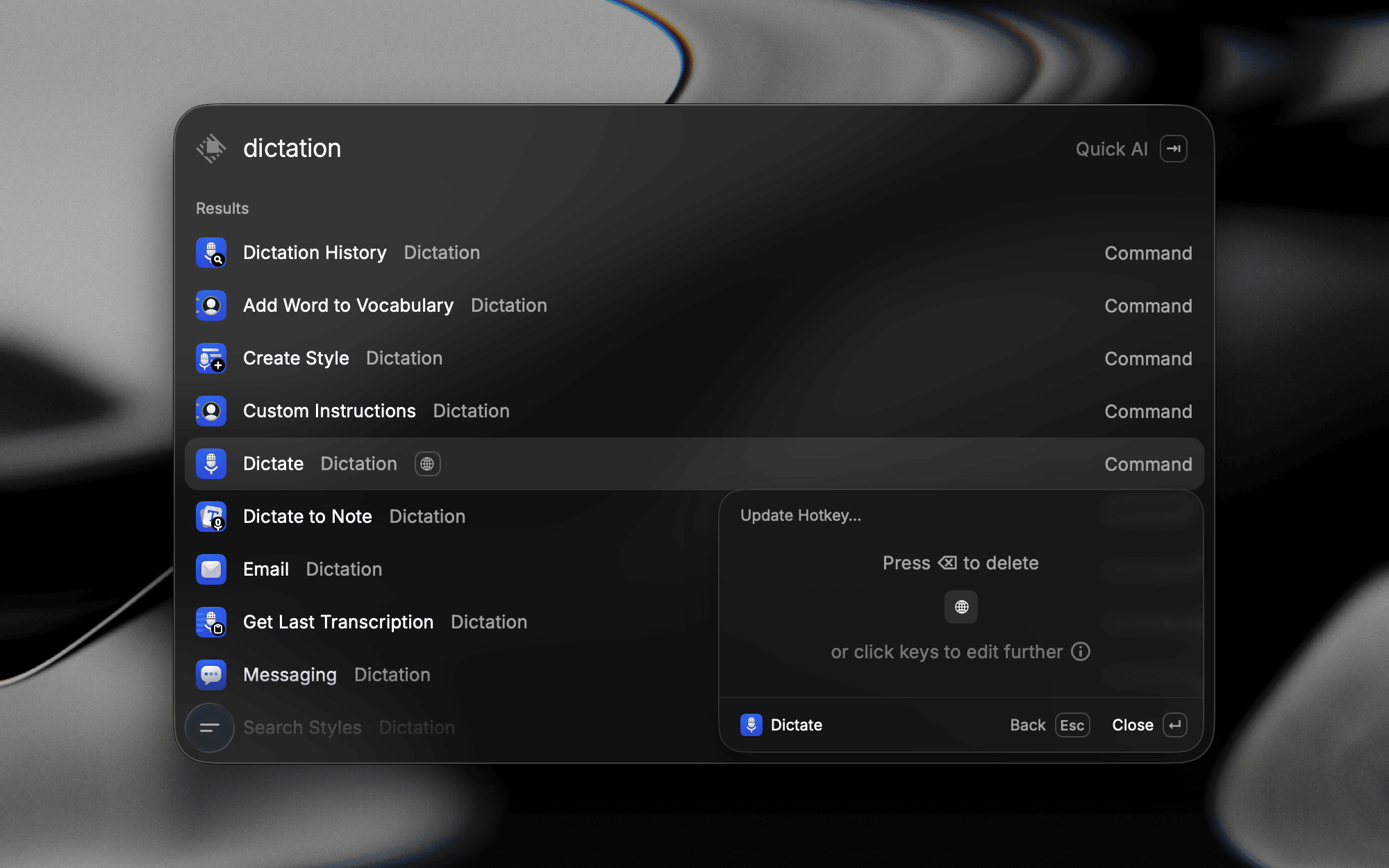 Setting fn as a hotkey from the Action Panel
