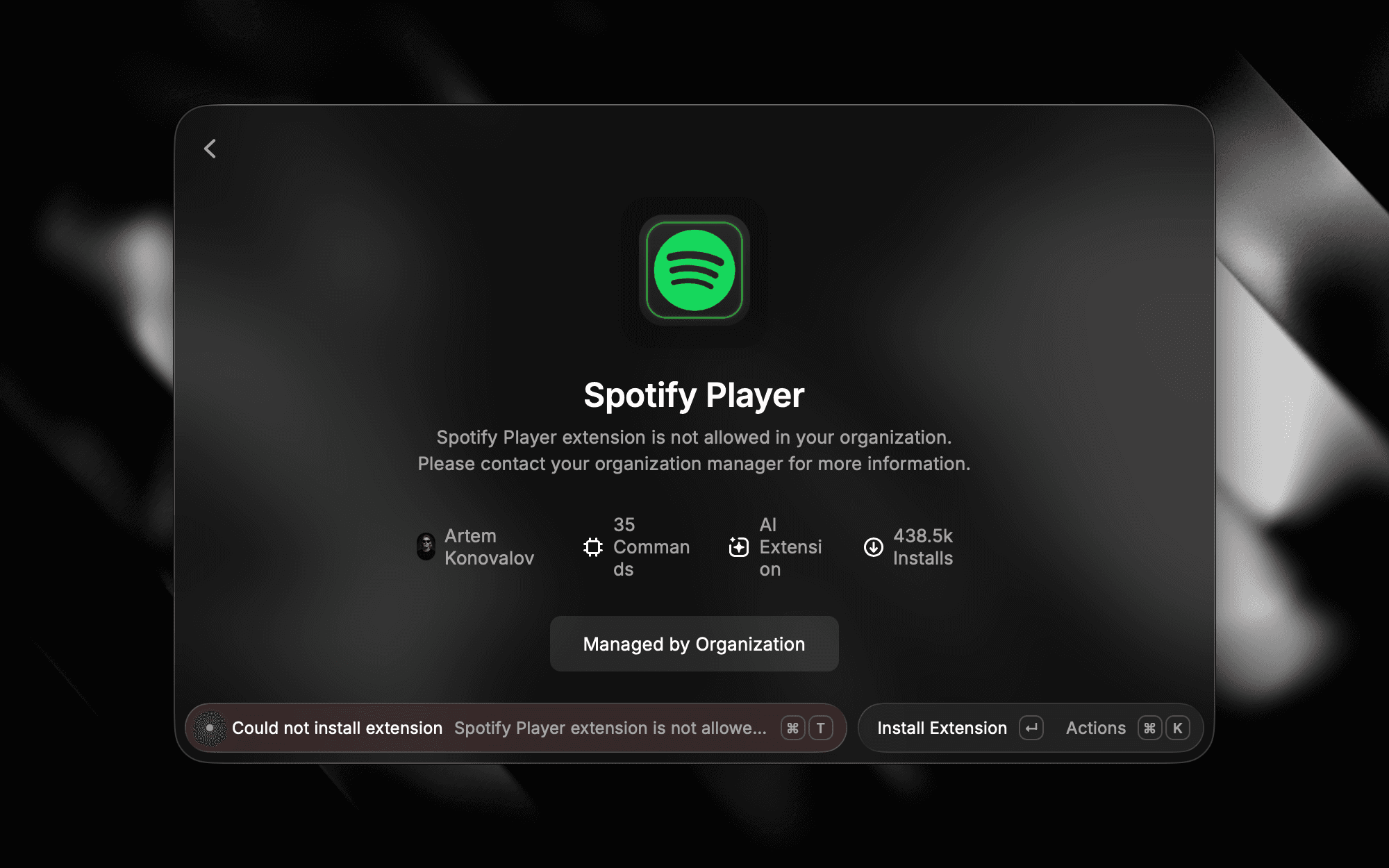 Blocked extension when installing from the web Store