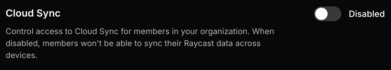 Cloud Sync Setting Disabled