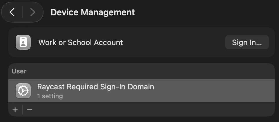 Device Management Settings for MDM Sign-In Enforcement