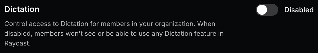 Dictation Setting Disabled