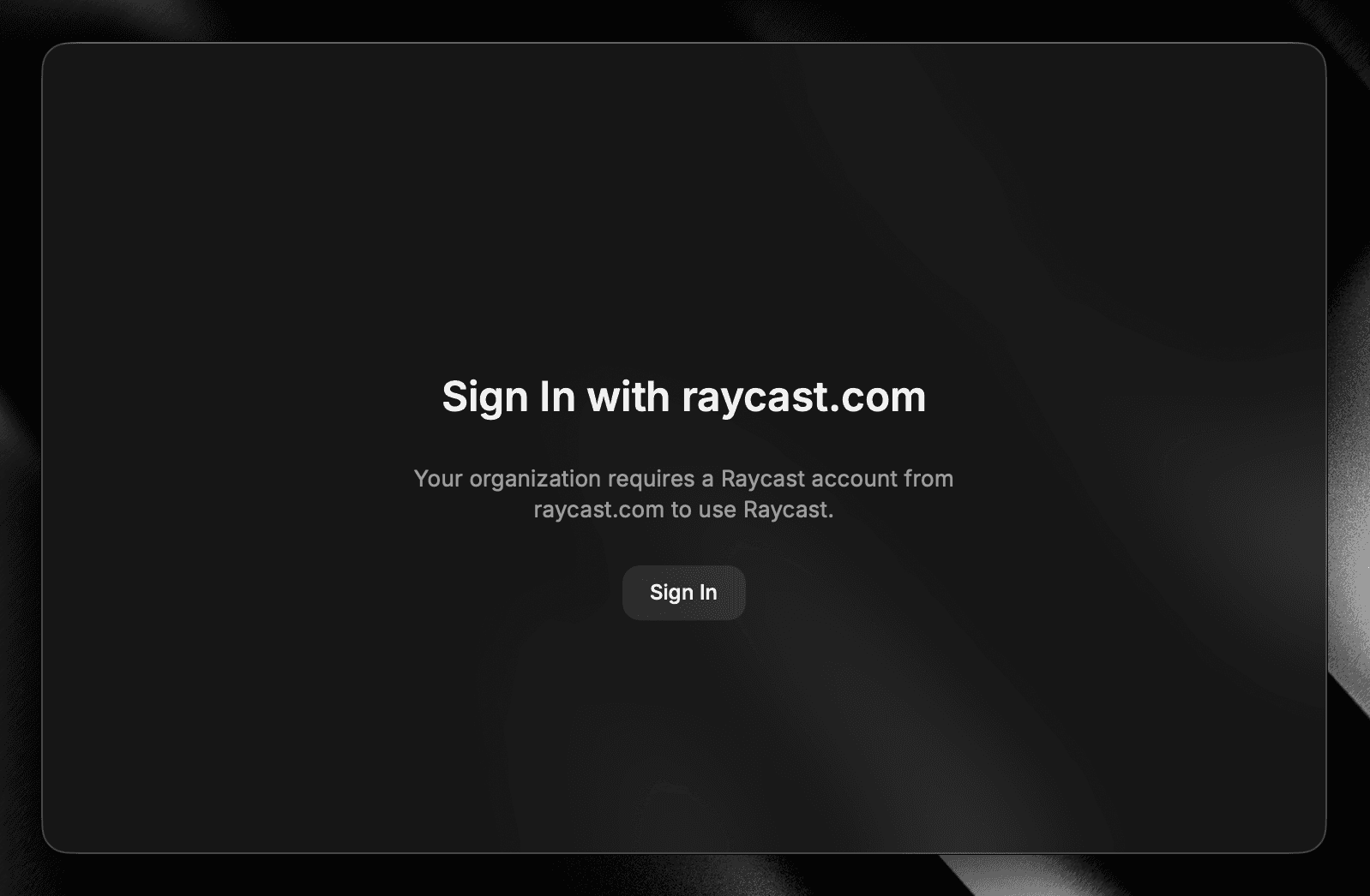 Raycast MDM sign-in enforcement screen
