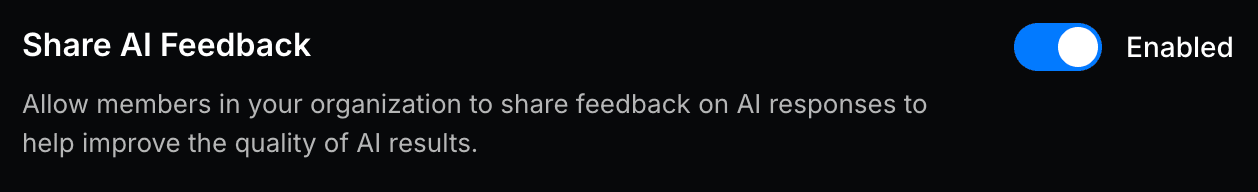 Share AI Feedback Setting Enabled