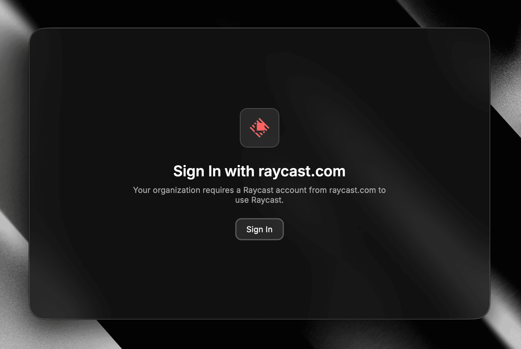Raycast MDM sign-in enforcement screen