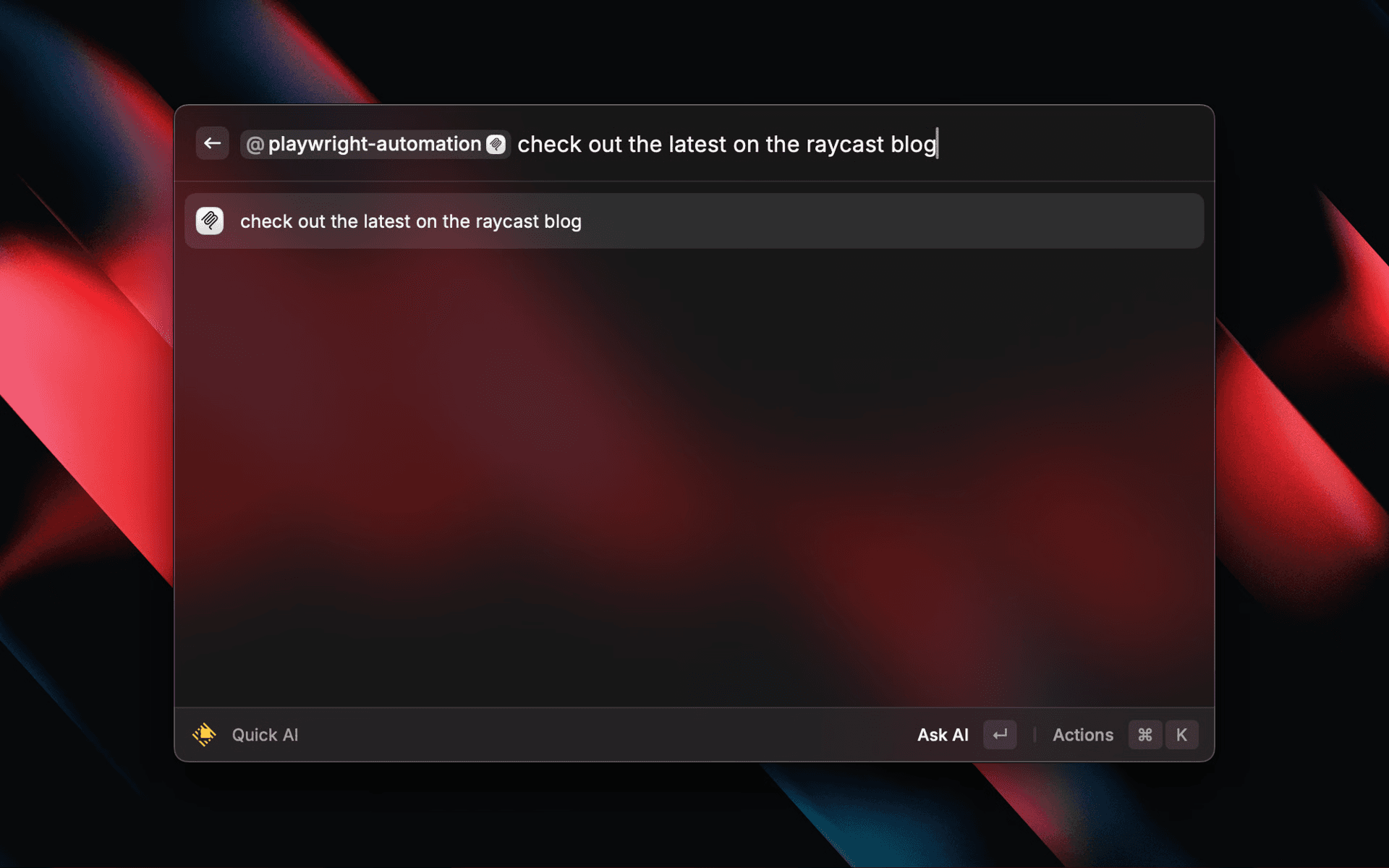 Screenshot of using MCP servers in Raycast v1