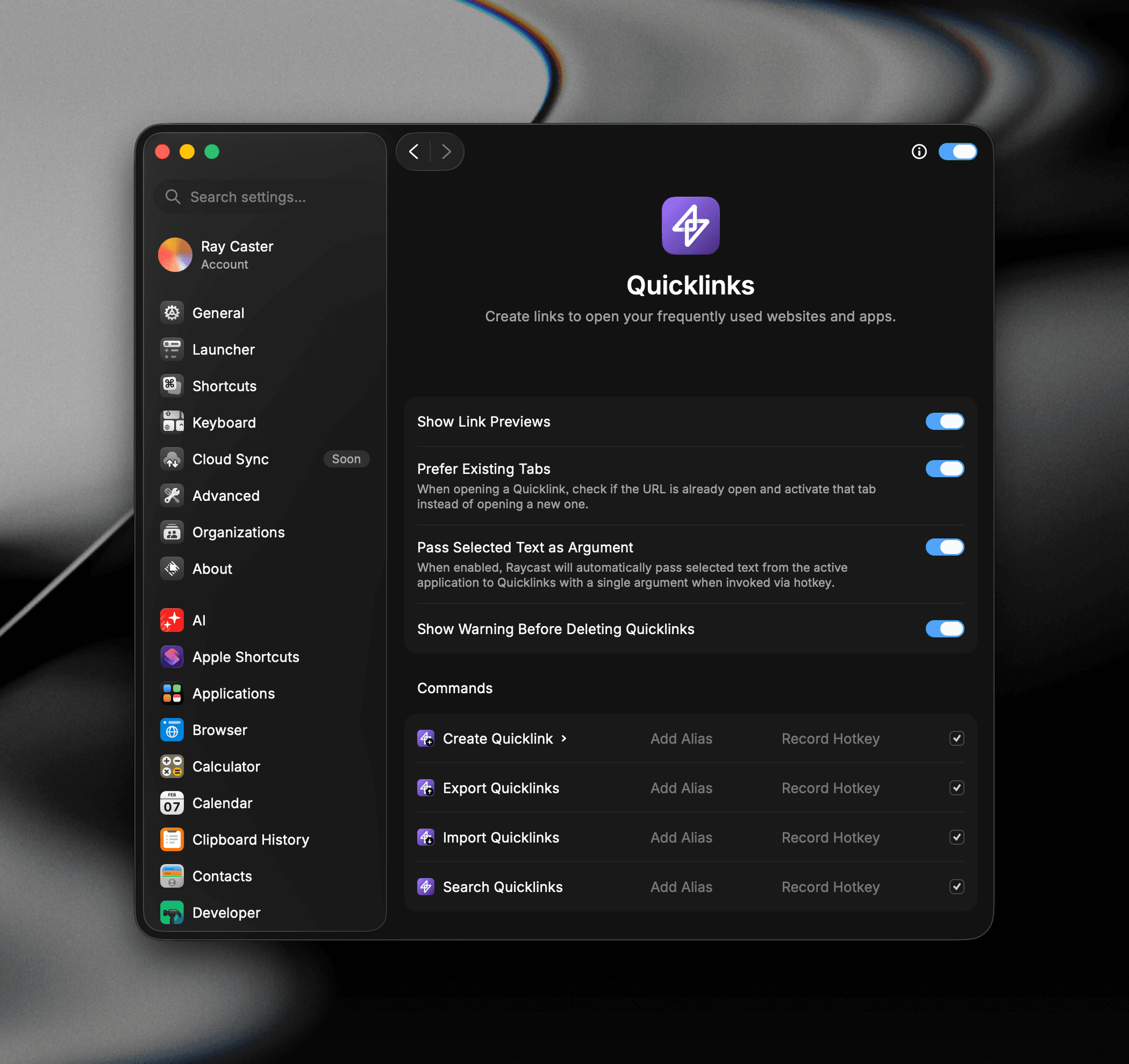 Quicklinks Quicklinks | Raycast Manual
